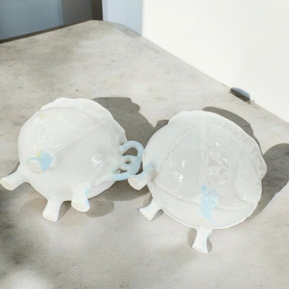 Antique Porcelain Sugar And Creamer Set 2 German Kitchenware Open Sugar Decor - Picture 2 of 16